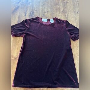 Vintage Y2K Kathy  Ireland Velvet Top in Rich Burgundy Color,  Ladies Sz. Medium